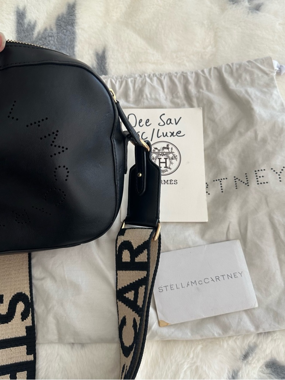 Stella McCartney Navy Perforated Logo Mini Crossbody - Picture 6 of 7